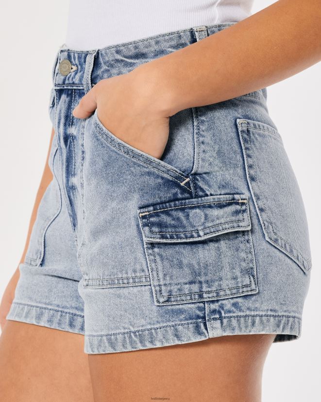 educación física Hollister shorts mom cargo de mezclilla de tiro muy alto con lavado claro carga de lavado ligero 086N62564 mujer fondos