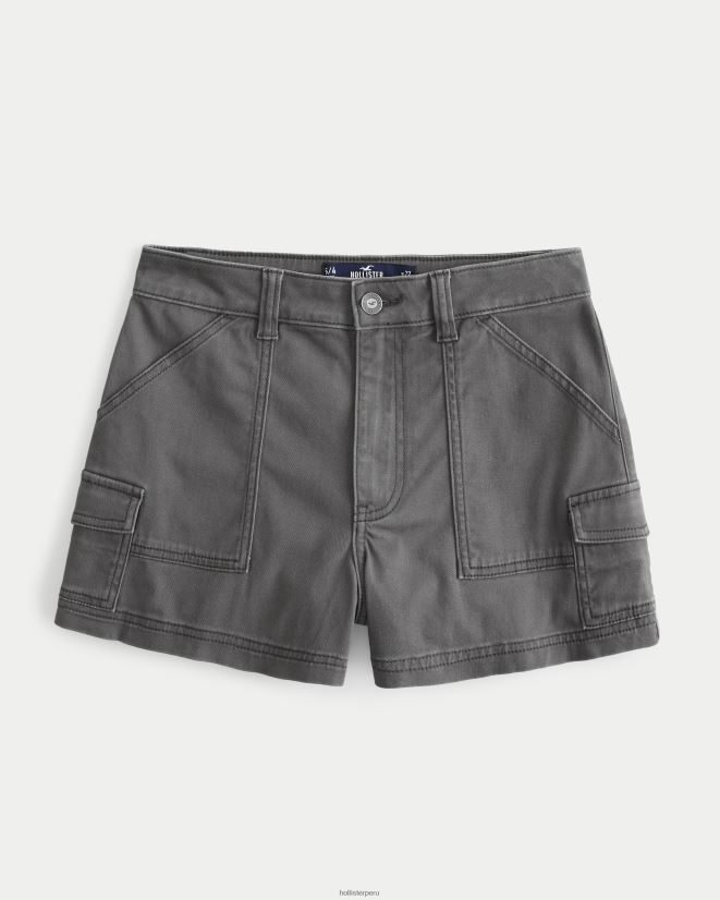 educación física Hollister shorts mom cargo de sarga gris de tiro superalto gris oscuro 086N62512 mujer fondos