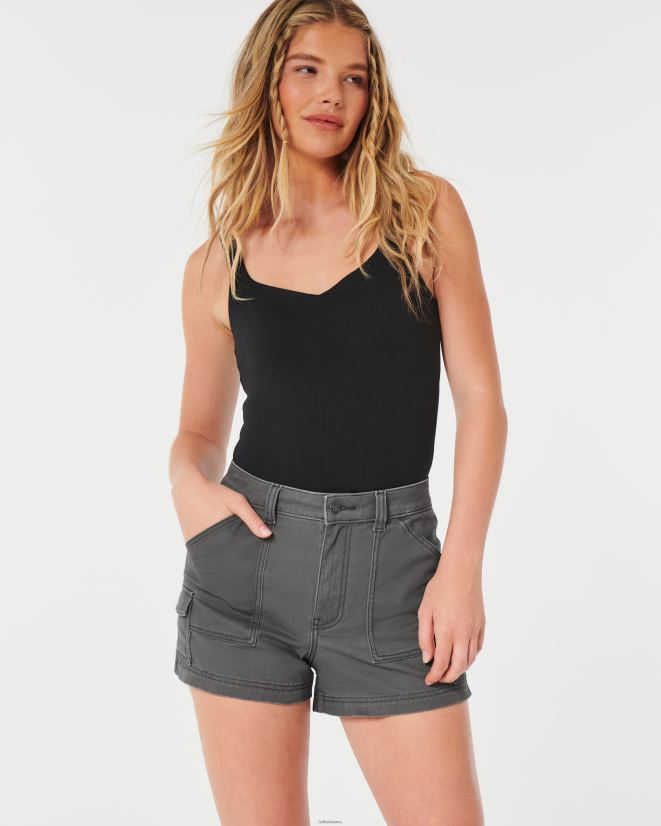 educación física Hollister shorts mom cargo de sarga gris de tiro superalto gris oscuro 086N62512 mujer fondos