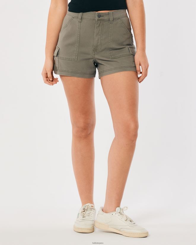 educación física Hollister shorts mom cargo de sarga oliva de tiro superalto verde oliva 086N62523 mujer fondos