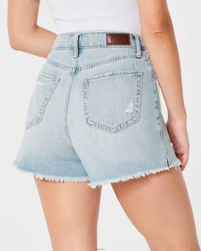 educación física Hollister shorts mom curvy de tiro muy alto con patchwork y lavado claro lavado ligero 086N62540 mujer fondos