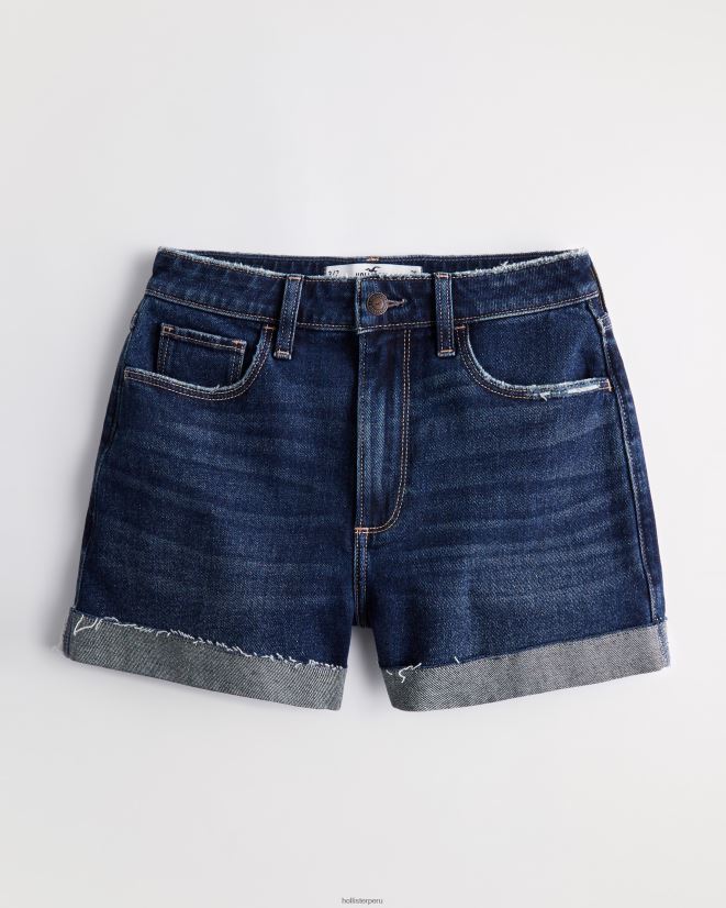 educación física Hollister shorts mom de mezclilla con tiro muy alto y curvas lavado oscuro 086N62752 mujer fondos