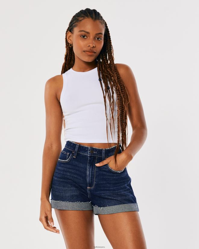 educación física Hollister shorts mom de mezclilla con tiro muy alto y curvas lavado oscuro 086N62752 mujer fondos