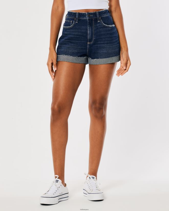 educación física Hollister shorts mom de mezclilla con tiro muy alto y curvas lavado oscuro 086N62752 mujer fondos