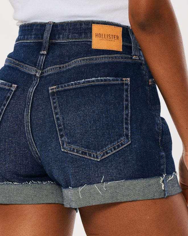 educación física Hollister shorts mom de mezclilla con tiro muy alto y curvas lavado oscuro 086N62752 mujer fondos