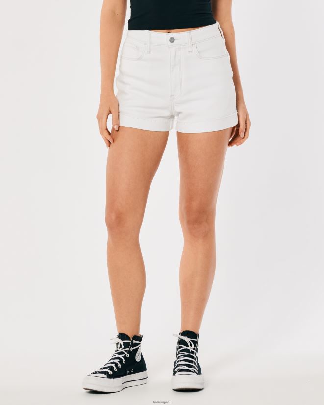 educación física Hollister shorts mom de tiro muy alto de mezclilla blanca blanco 086N62500 mujer fondos