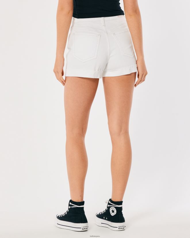 educación física Hollister shorts mom de tiro muy alto de mezclilla blanca blanco 086N62500 mujer fondos