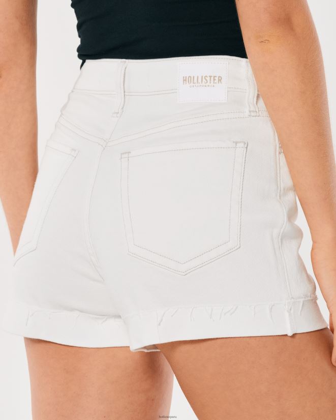educación física Hollister shorts mom de tiro muy alto de mezclilla blanca blanco 086N62500 mujer fondos