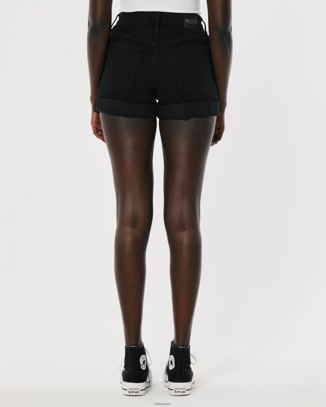 educación física Hollister shorts mom negros rotos de tiro superalto rasgado negro 086N62461 mujer fondos