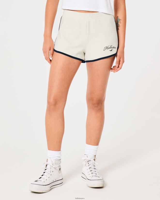 educación física Hollister shorts tejidos de tiro alto con logo crema 086N62708 mujer fondos