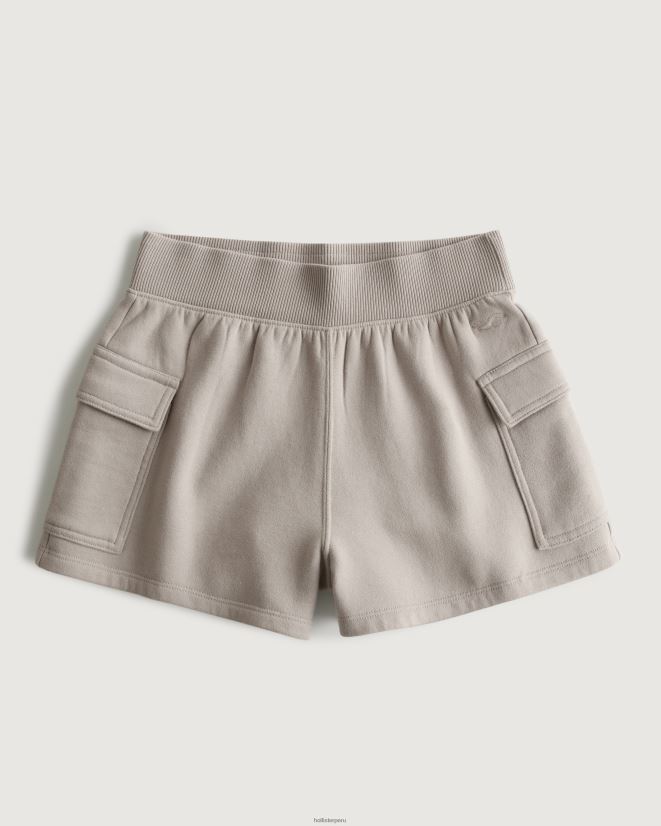 educación física Hollister shorts tipo cargo de polar con tiro superalto para papá marrón claro 086N62580 mujer fondos