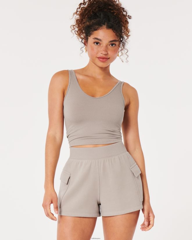 educación física Hollister shorts tipo cargo de polar con tiro superalto para papá marrón claro 086N62580 mujer fondos