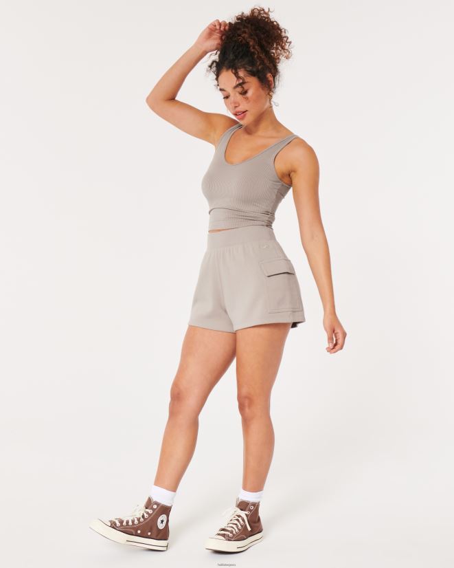 educación física Hollister shorts tipo cargo de polar con tiro superalto para papá marrón claro 086N62580 mujer fondos