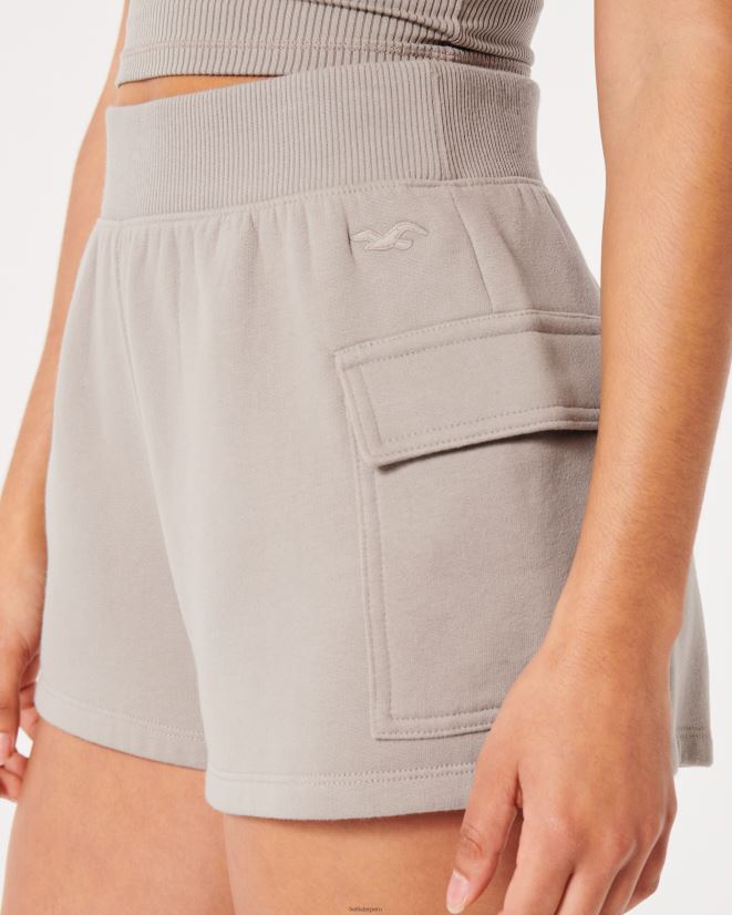 educación física Hollister shorts tipo cargo de polar con tiro superalto para papá marrón claro 086N62580 mujer fondos