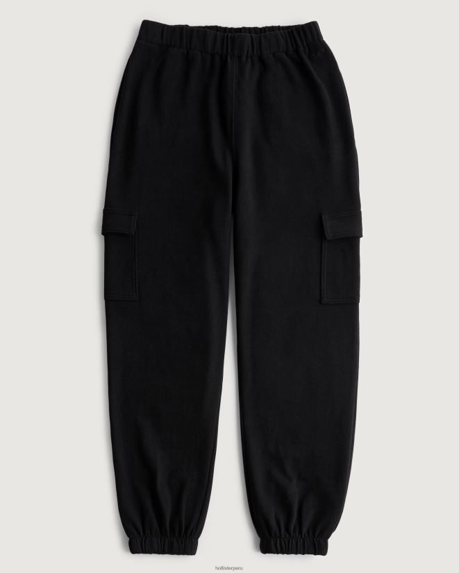 educación física Hollister joggers cargo dad de polar cargo con tiro ajustable Feel Good negro 086N62688 mujer fondos