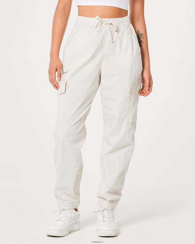 educación física Hollister joggers cargo de sarga holgados de tiro superalto crema 086N62550 mujer fondos