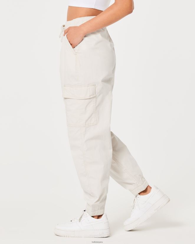 educación física Hollister joggers cargo de sarga holgados de tiro superalto crema 086N62550 mujer fondos