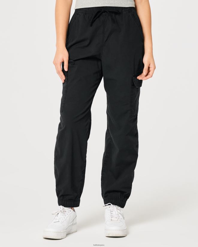 educación física Hollister joggers cargo de sarga holgados de tiro superalto negro 086N62560 mujer fondos
