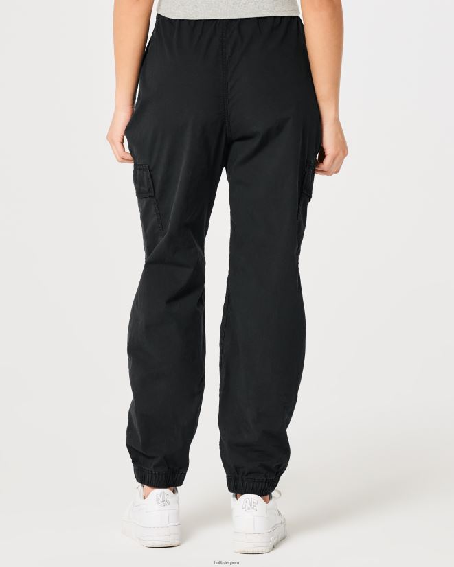 educación física Hollister joggers cargo de sarga holgados de tiro superalto negro 086N62560 mujer fondos