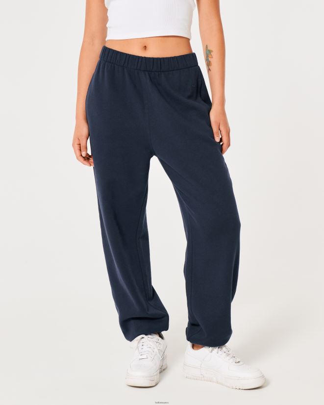 educación física Hollister joggers dad de polar con tiro ajustable Feel Good Azul marino 086N62507 mujer fondos