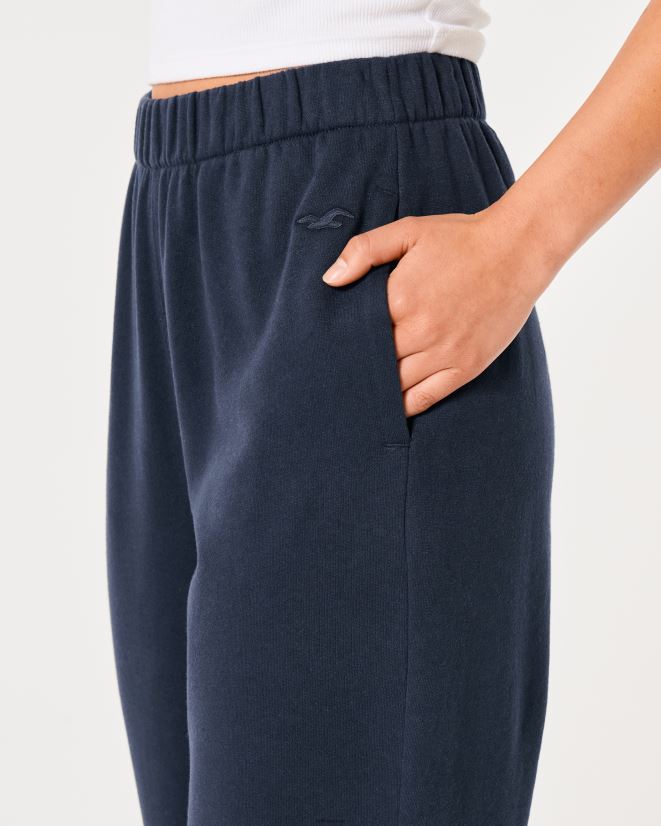 educación física Hollister joggers dad de polar con tiro ajustable Feel Good Azul marino 086N62507 mujer fondos