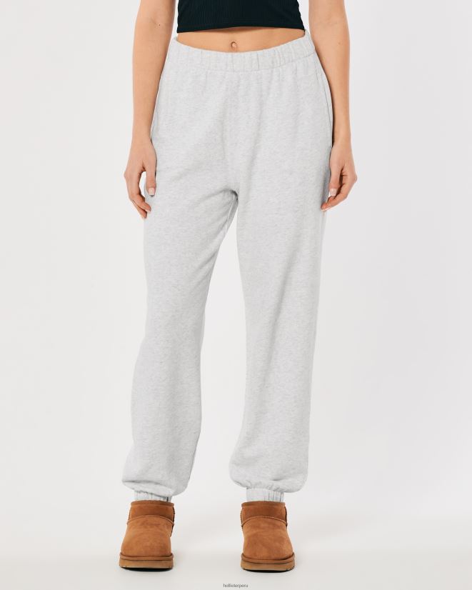 educación física Hollister joggers dad de polar con tiro ajustable Feel Good gris claro 086N62497 mujer fondos
