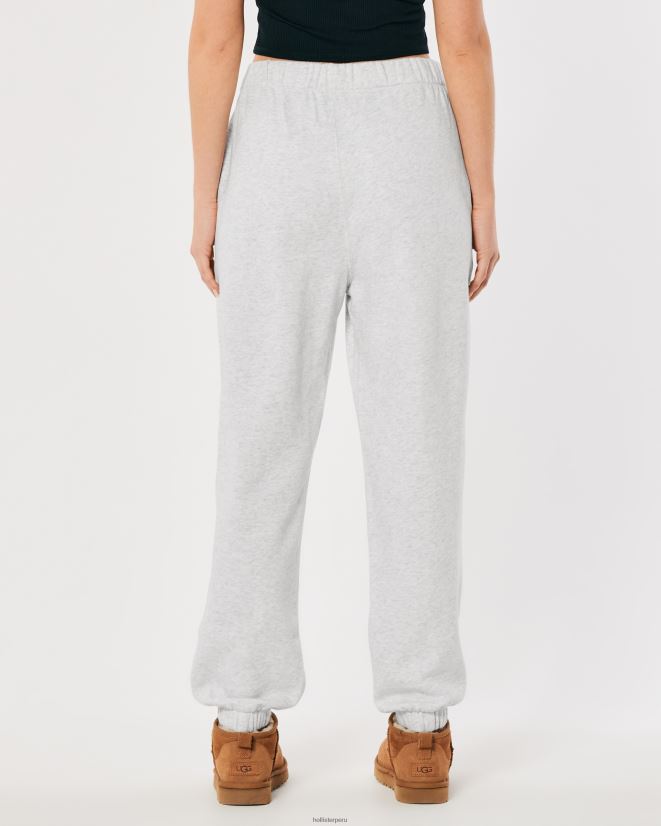 educación física Hollister joggers dad de polar con tiro ajustable Feel Good gris claro 086N62497 mujer fondos