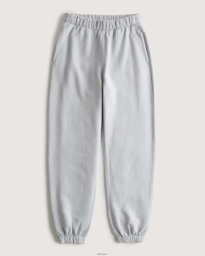 educación física Hollister joggers dad de polar con tiro ajustable Feel Good gris claro 086N62596 mujer fondos