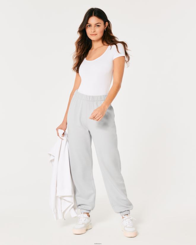 educación física Hollister joggers dad de polar con tiro ajustable Feel Good gris claro 086N62596 mujer fondos