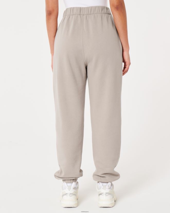 educación física Hollister joggers dad de polar con tiro ajustable Feel Good gris pardo 086N62563 mujer fondos