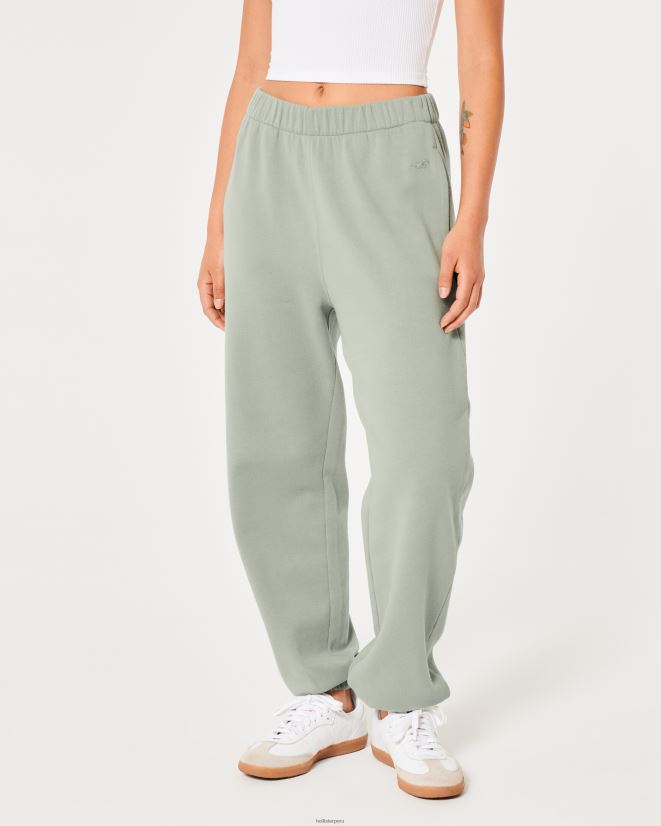 educación física Hollister joggers dad de polar con tiro ajustable Feel Good verde claro 086N62614 mujer fondos