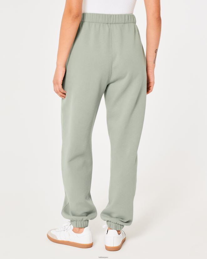 educación física Hollister joggers dad de polar con tiro ajustable Feel Good verde claro 086N62614 mujer fondos