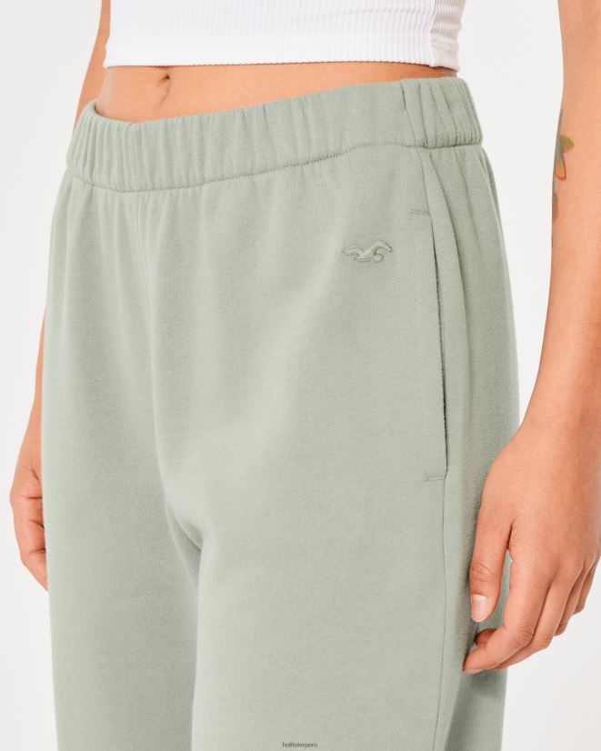 educación física Hollister joggers dad de polar con tiro ajustable Feel Good verde claro 086N62614 mujer fondos