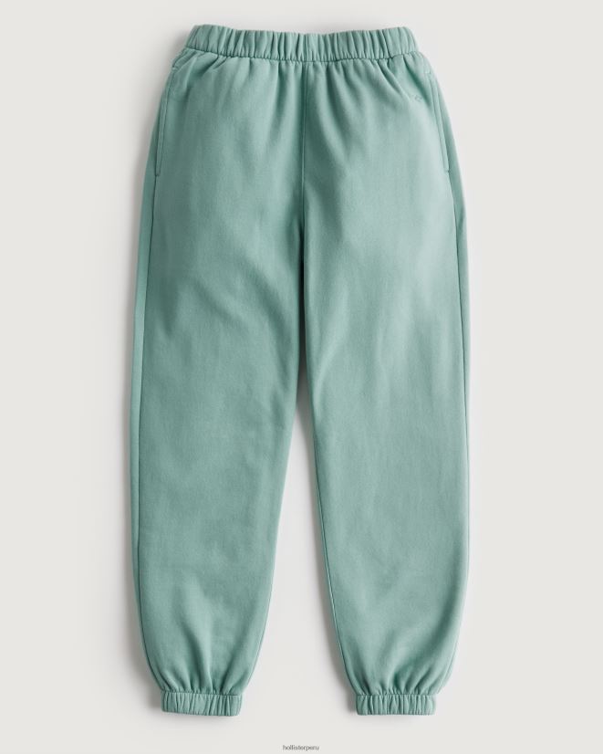 educación física Hollister joggers dad de polar con tiro ajustable verde 086N62757 mujer fondos
