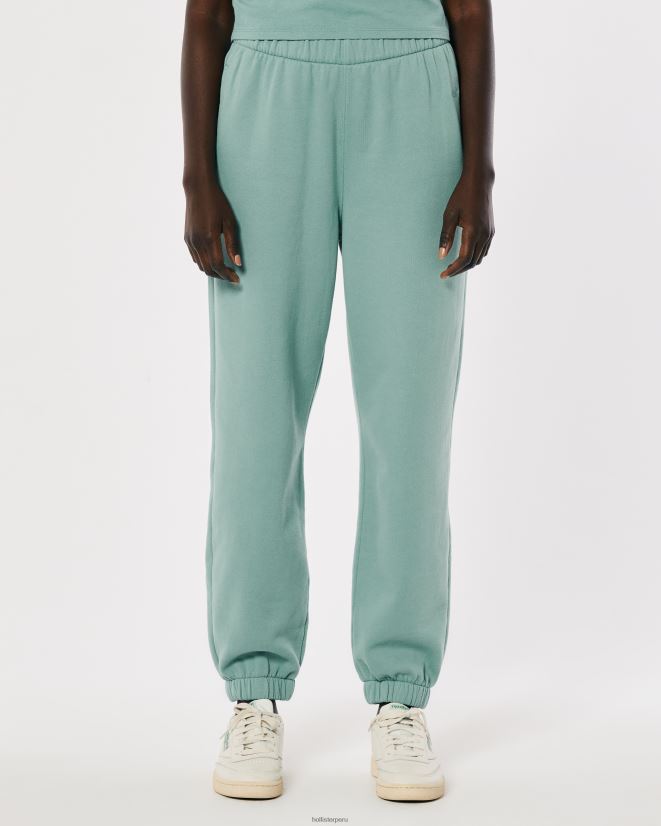 educación física Hollister joggers dad de polar con tiro ajustable verde 086N62757 mujer fondos