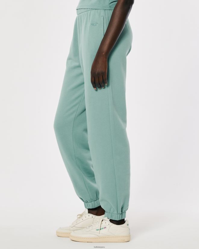 educación física Hollister joggers dad de polar con tiro ajustable verde 086N62757 mujer fondos