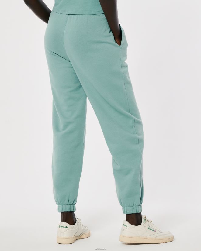educación física Hollister joggers dad de polar con tiro ajustable verde 086N62757 mujer fondos