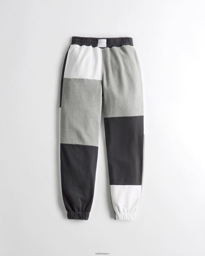 educación física Hollister joggers dad de tiro superalto de polar con patchwork gris 086N62720 mujer fondos