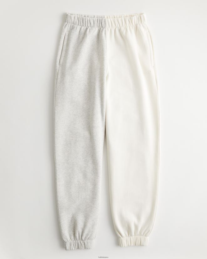 educación física Hollister joggers de polar con tiro superalto bloque de color gris claro 086N62713 mujer fondos