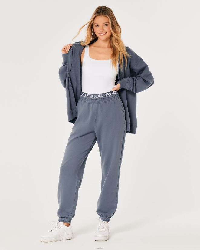 educación física Hollister joggers de tiro superalto con logo en la cintura azul 086N62638 mujer fondos