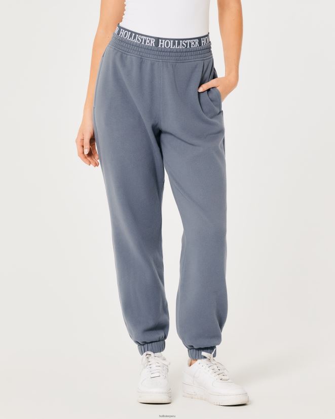 educación física Hollister joggers de tiro superalto con logo en la cintura azul 086N62638 mujer fondos