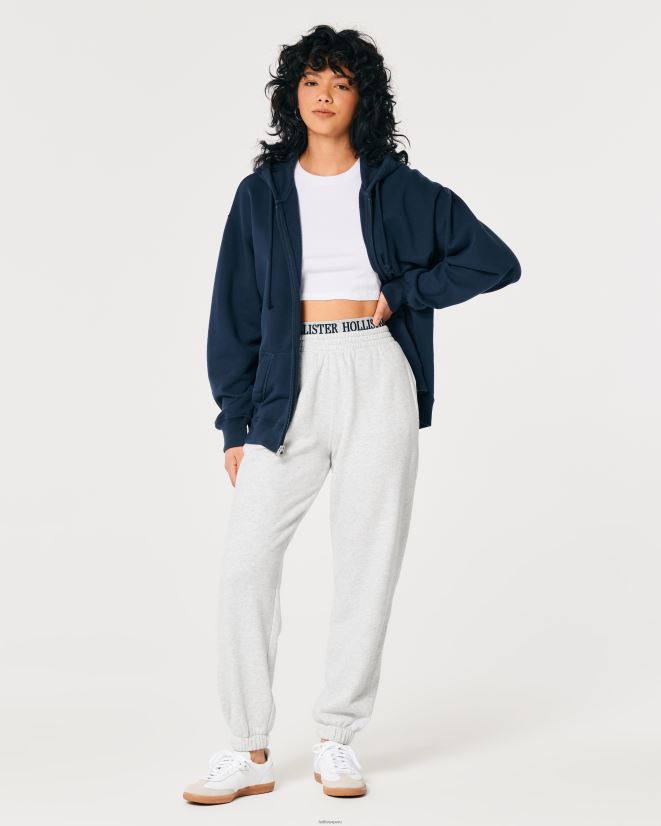 educación física Hollister joggers de tiro superalto con logo en la cintura gris jaspeado claro 086N62705 mujer fondos