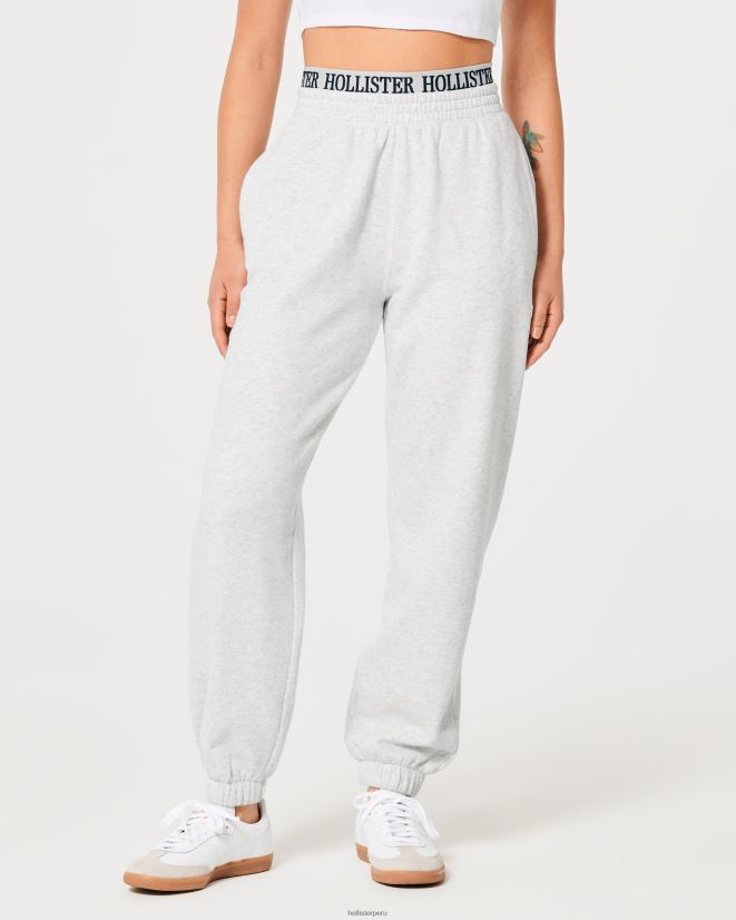 educación física Hollister joggers de tiro superalto con logo en la cintura gris jaspeado claro 086N62705 mujer fondos