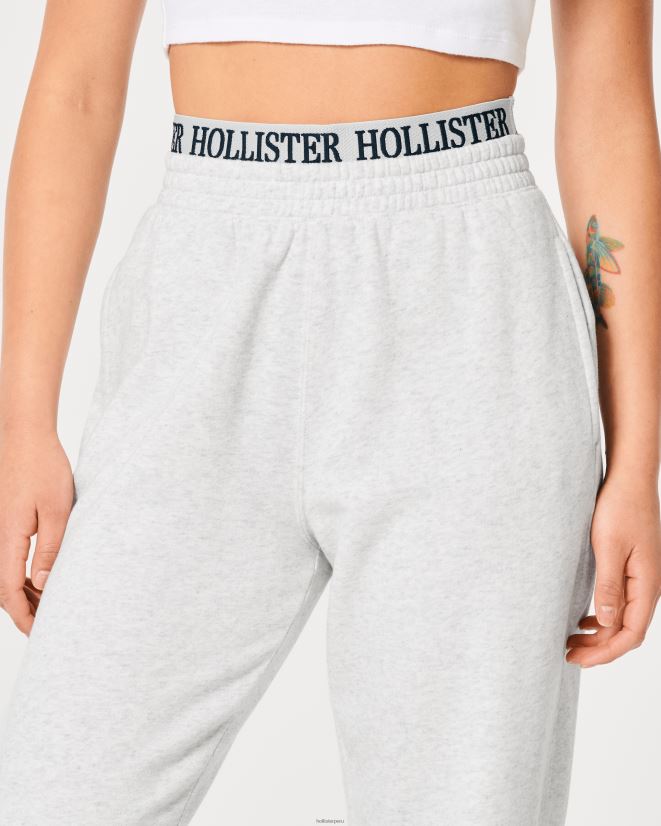educación física Hollister joggers de tiro superalto con logo en la cintura gris jaspeado claro 086N62705 mujer fondos