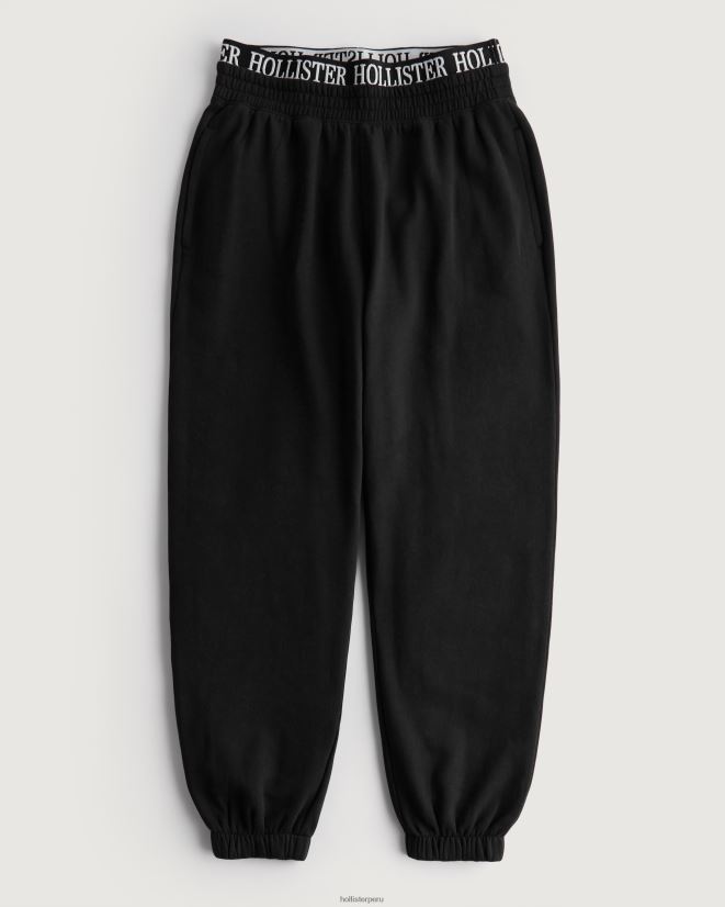 educación física Hollister joggers de tiro superalto con logo en la cintura negro 086N62626 mujer fondos
