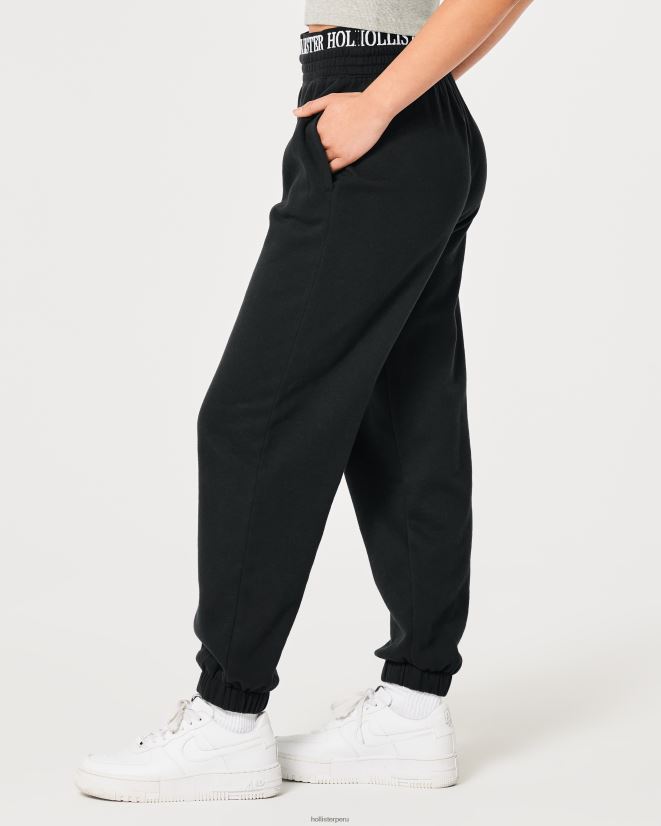 educación física Hollister joggers de tiro superalto con logo en la cintura negro 086N62626 mujer fondos