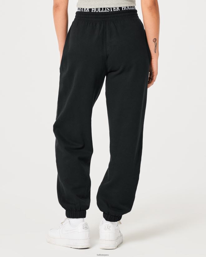educación física Hollister joggers de tiro superalto con logo en la cintura negro 086N62626 mujer fondos