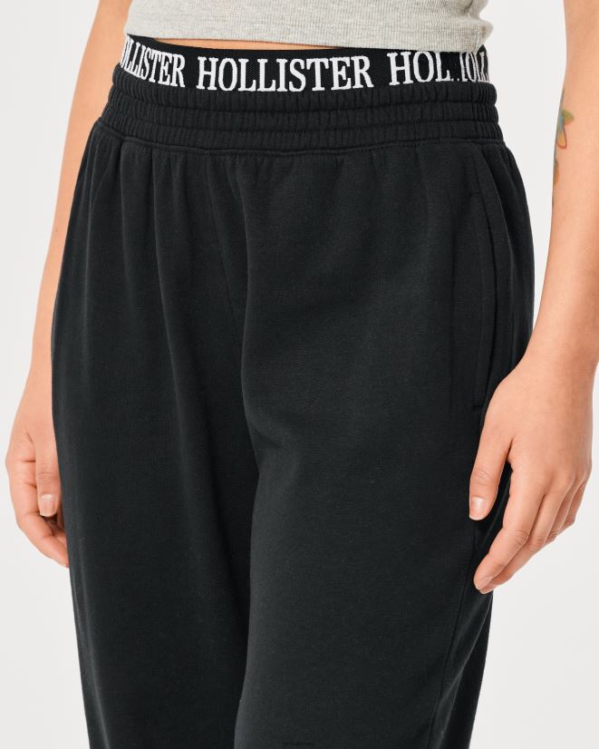 educación física Hollister joggers de tiro superalto con logo en la cintura negro 086N62626 mujer fondos