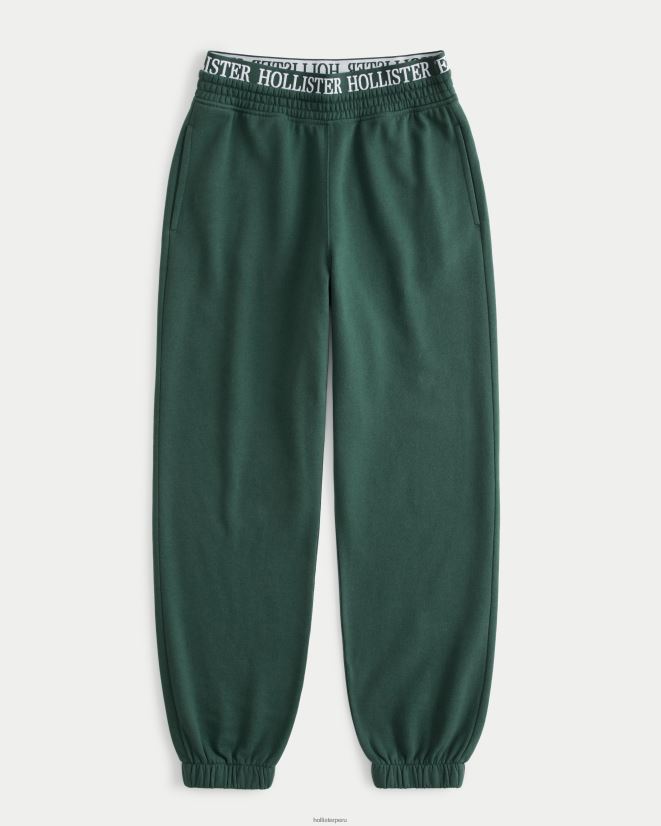 educación física Hollister joggers de tiro superalto con logo en la cintura verde oscuro 086N62690 mujer fondos