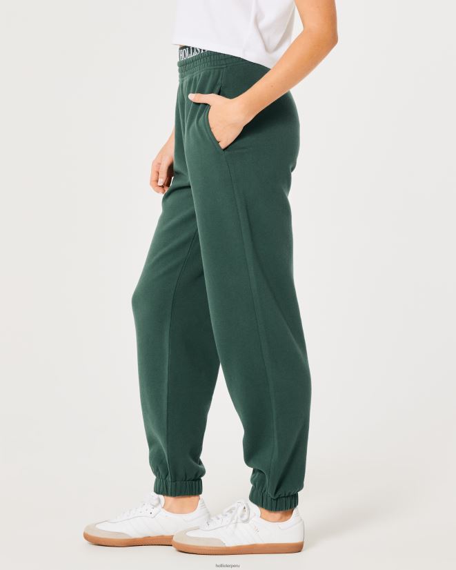 educación física Hollister joggers de tiro superalto con logo en la cintura verde oscuro 086N62690 mujer fondos